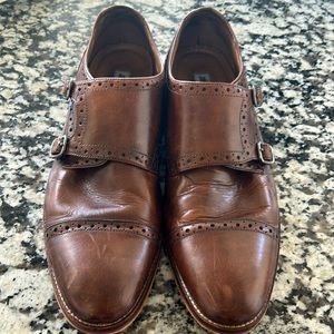 Johnston & Murphy Leather Dual Strap Monk Shoes. True size 10.